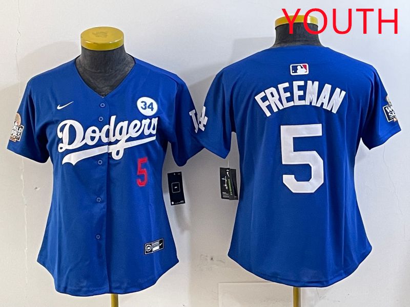 Youth Los Angeles Dodgers #5 Freeman Blue Game 2025 Nike MLB Jersey style 1->youth mlb jersey->Youth Jersey